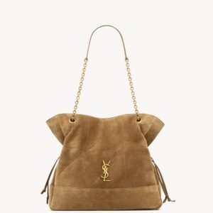 SAINT LAURENT JAMIE shopping in suede-GOLDEN LEAF