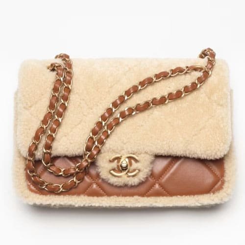chanel-flap-bag-shearling-lambskin-beige-brown