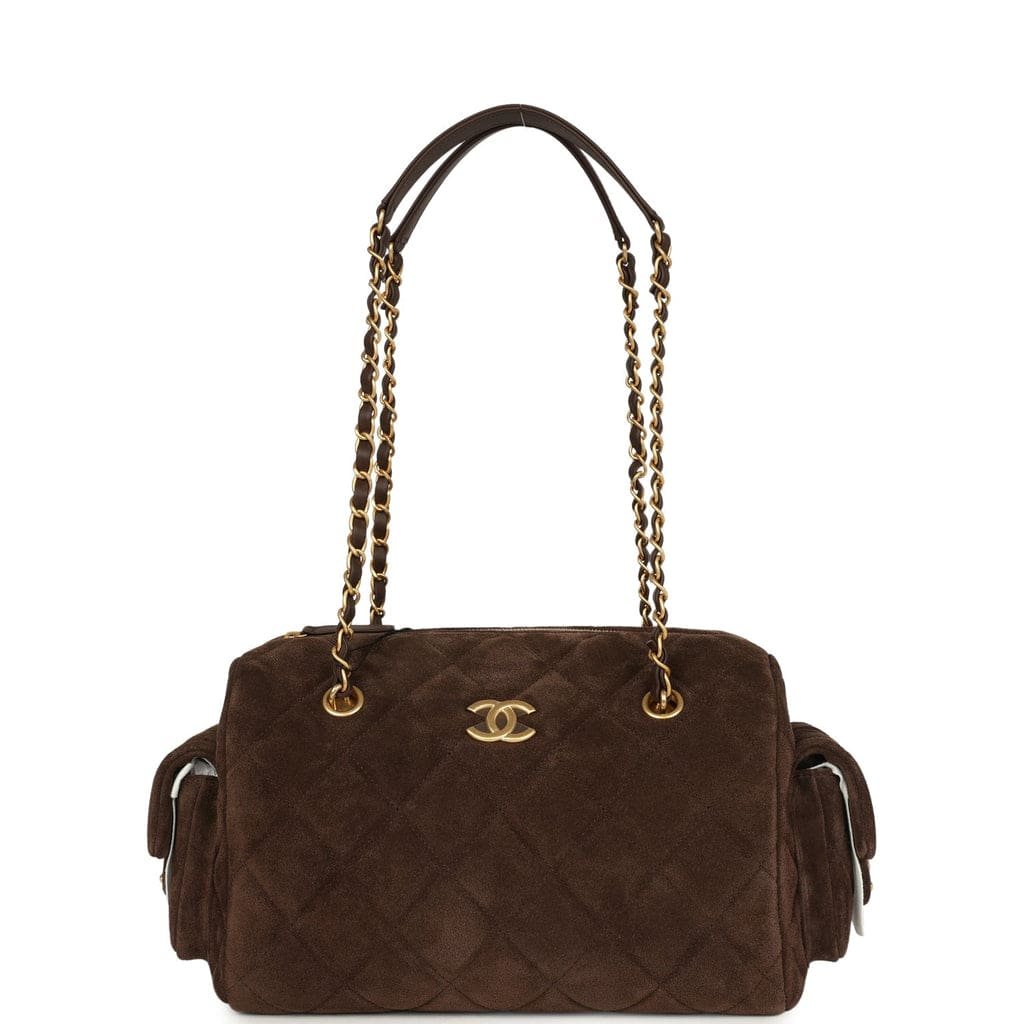 chanel-small-bowling-bag-dark-brown-suede-antique-gold-hardware