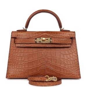 Hermès Kelly Sellier 20 Gold Matte Alligator Gold Hardware