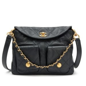 Chanel Black Quilted Caviar Supple Twins Hobo Bag